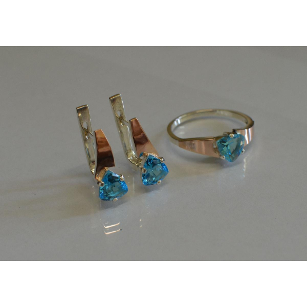 Серебряный гарнитур с золотыми пластинами (008)