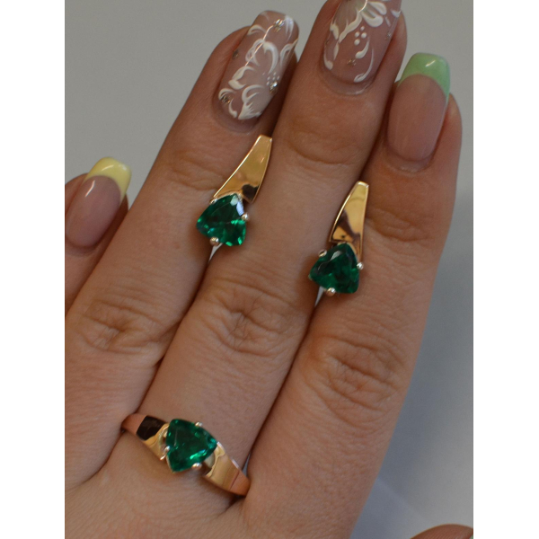 Серебряный гарнитур с золотыми пластинами (008)