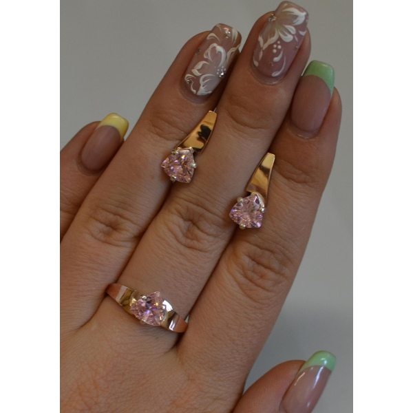 Серебряный гарнитур с золотыми пластинами (008)