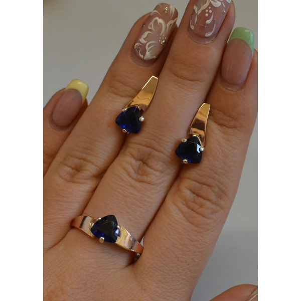 Серебряный гарнитур с золотыми пластинами (008)