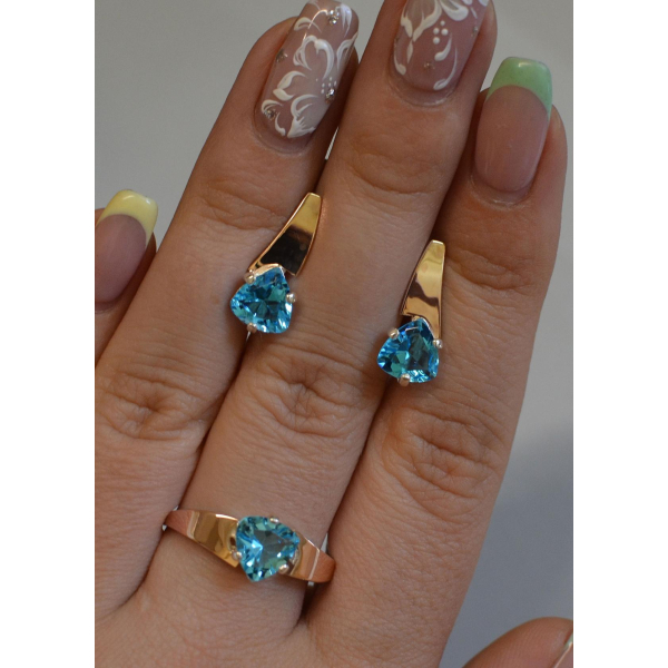 Серебряный гарнитур с золотыми пластинами (008)