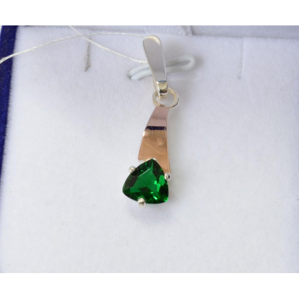 Серебряная подвеска с золотими вставками (008п)