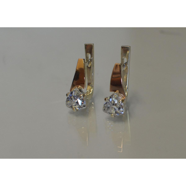 Серебряные серьги с напайками из золота (008с)