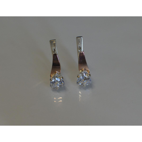 Серебряные серьги с напайками из золота (008с)