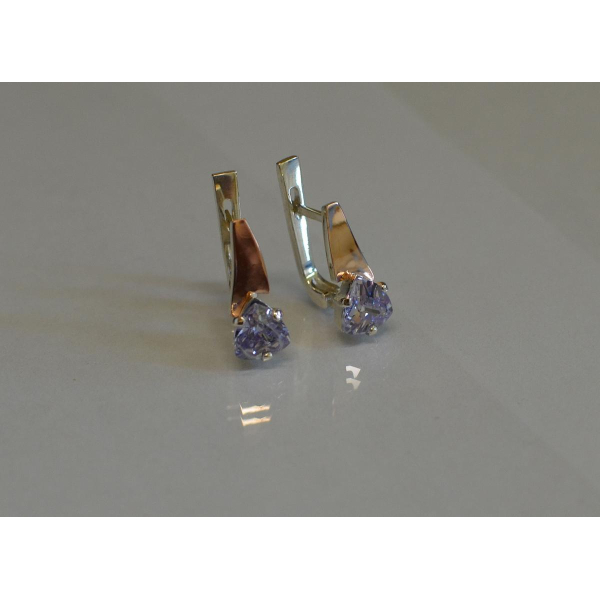 Серебряные серьги с напайками из золота (008с)