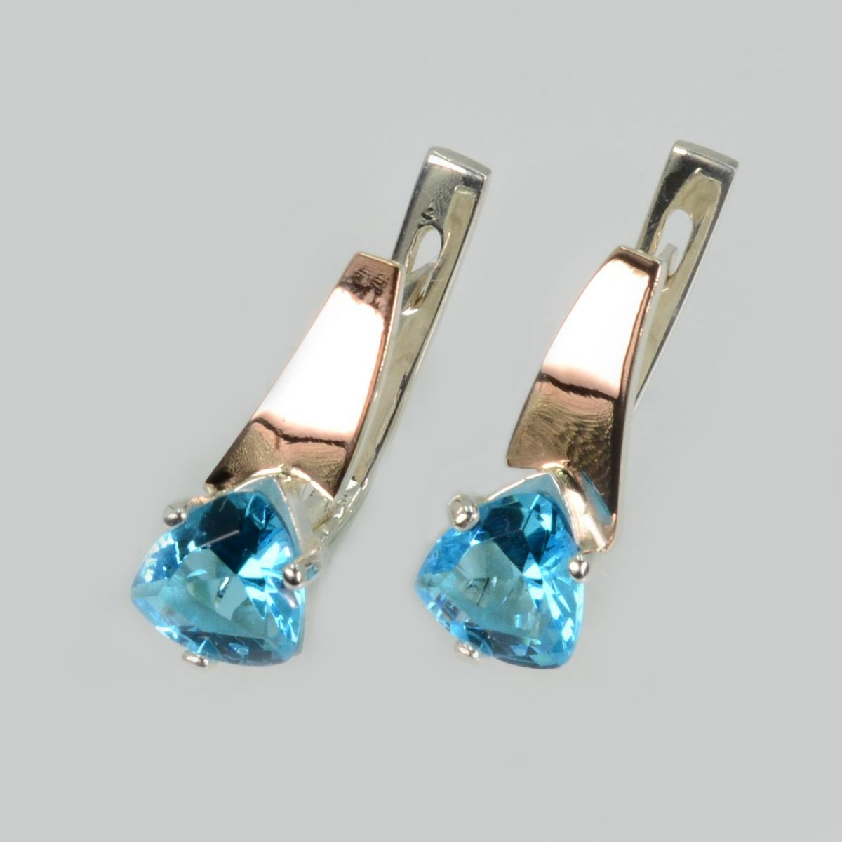 Серебряные серьги с напайками из золота (008с)