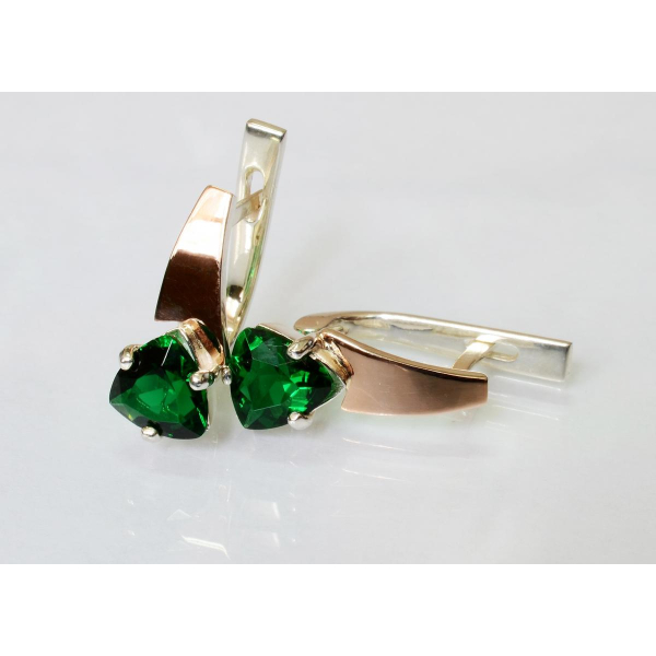 Серебряные серьги с напайками из золота (008с)