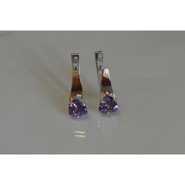 Серебряные серьги с напайками из золота (008с)