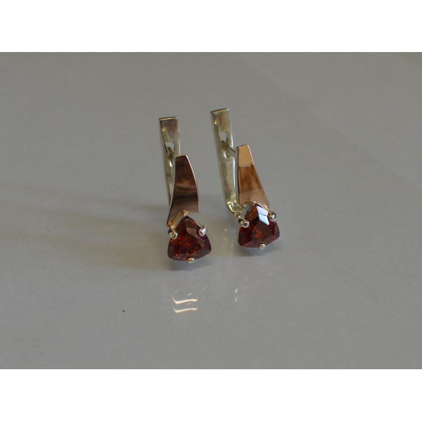 Серебряные серьги с напайками из золота (008с)