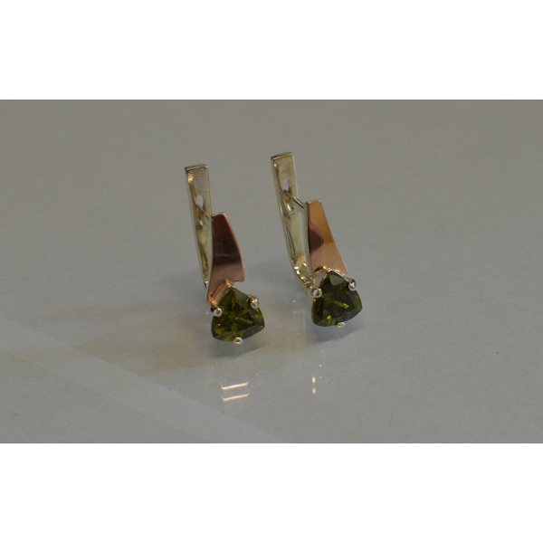 Серебряные серьги с напайками из золота (008с)