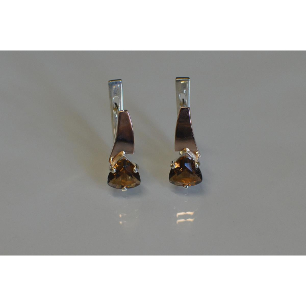 Серебряные серьги с напайками из золота (008с)