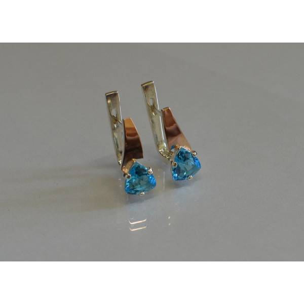 Серебряные серьги с напайками из золота (008с)