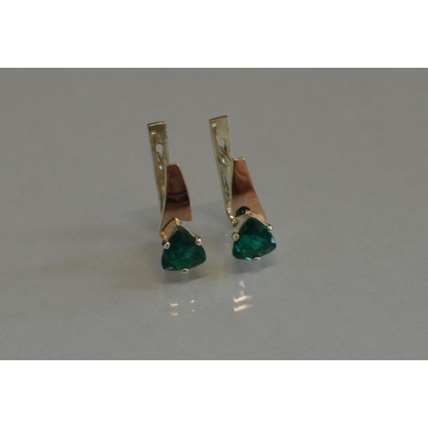 Серебряные серьги с напайками из золота (008с)