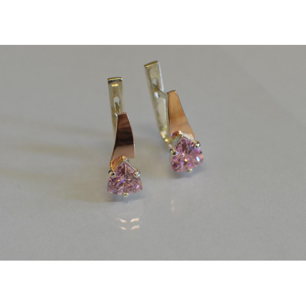 Серебряные серьги с напайками из золота (008с)