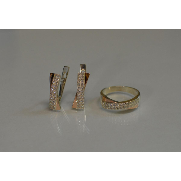 Серебряный набор с золотыми накладками (009)