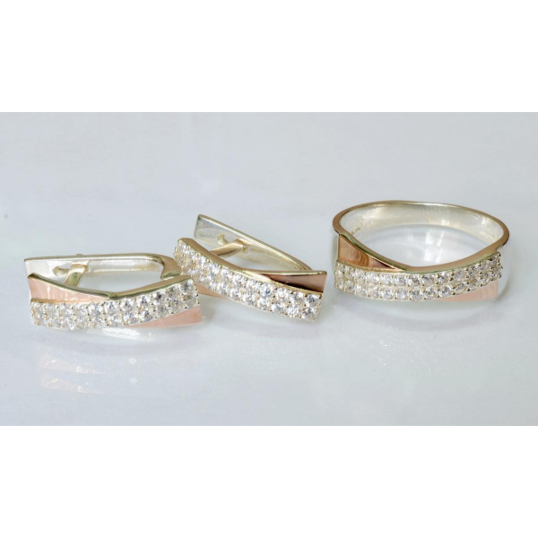 Серебряный набор с золотыми накладками (009)