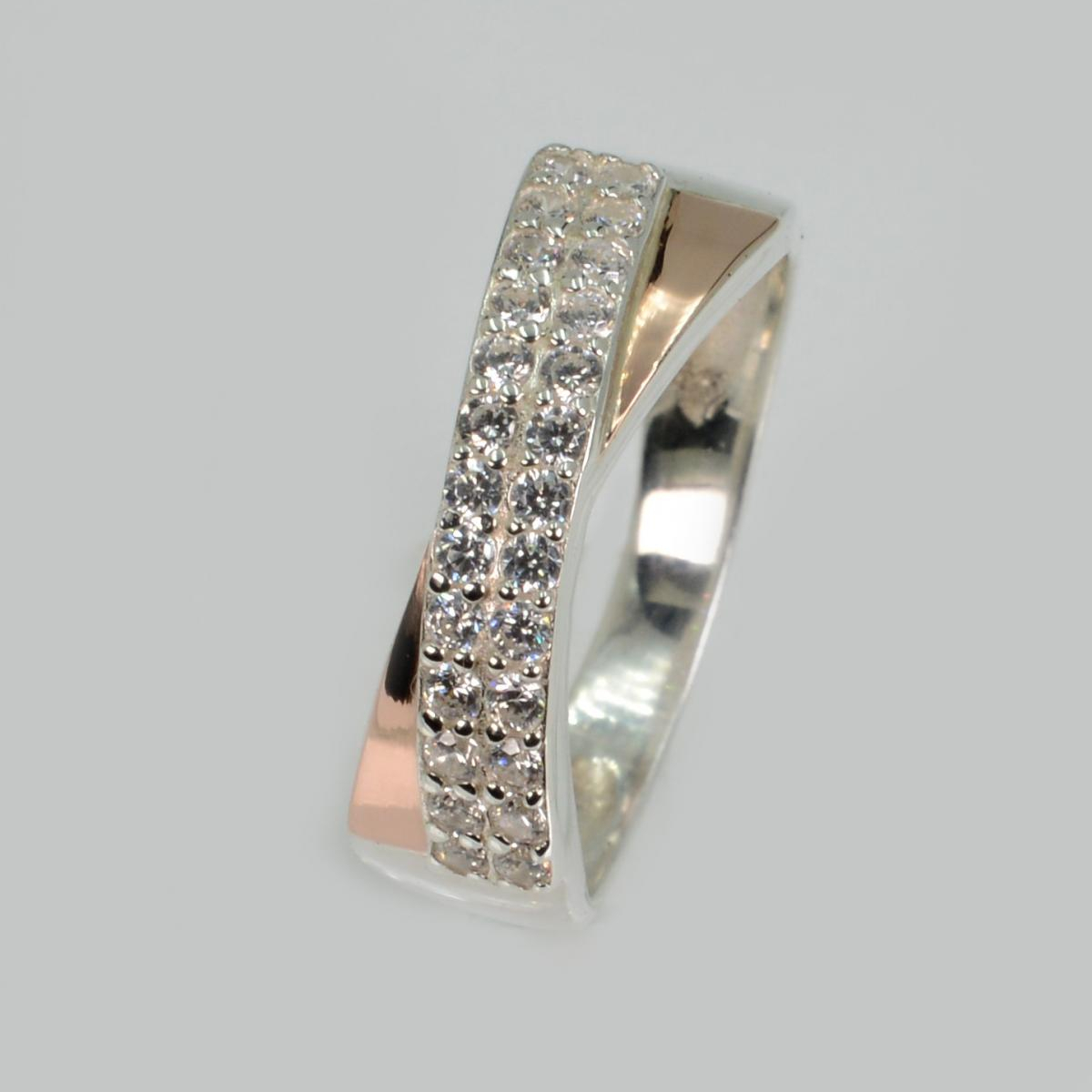 Срібна каблучка з золотими пластинами (009к)