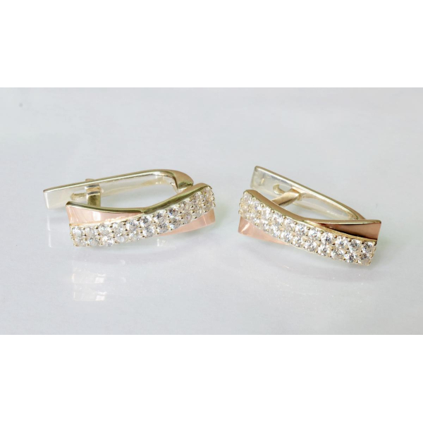 Серьги серебряные  с пластинами из золота (009с)