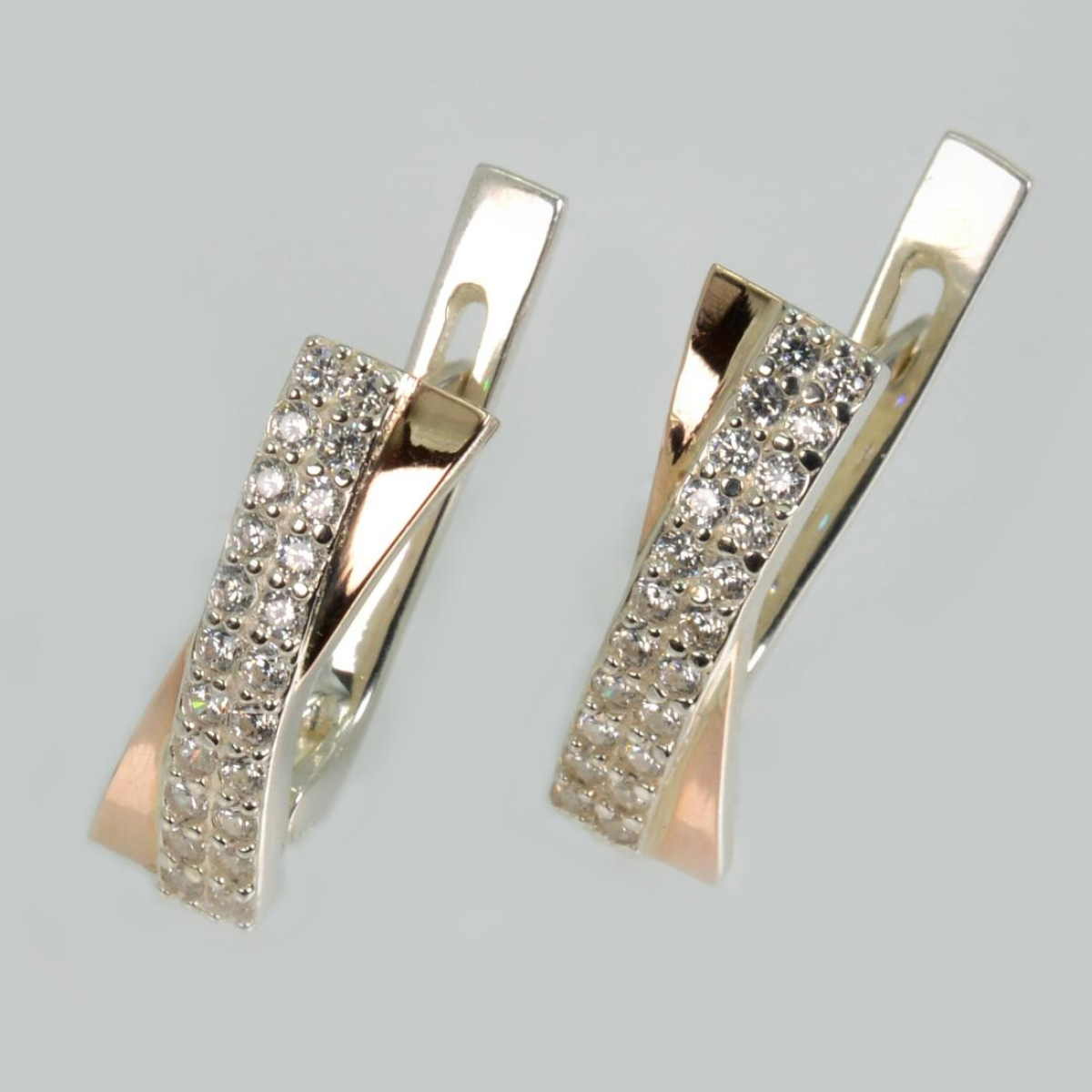 Серьги серебряные  с пластинами из золота (009с)