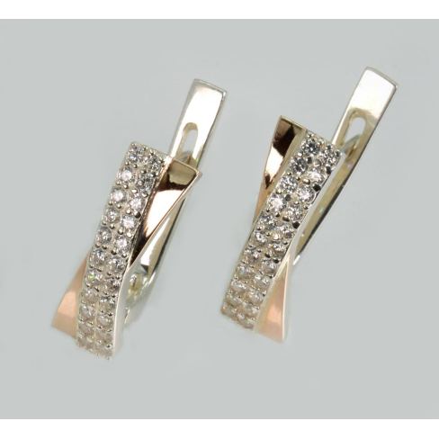 Серьги серебряные  с пластинами из золота