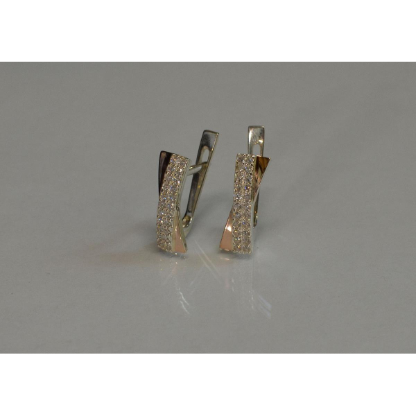 Серьги серебряные  с пластинами из золота (009с)