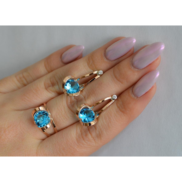 Серебряный комплект с пластинами из золота (010)