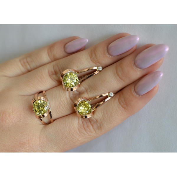 Серебряный комплект с пластинами из золота (010)