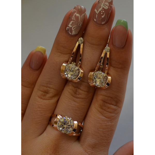 Серебряный комплект с пластинами из золота (010)