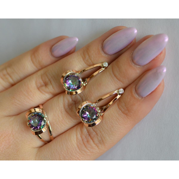 Серебряный комплект с пластинами из золота (010)