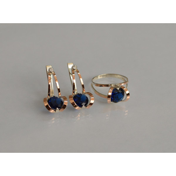 Серебряный комплект с пластинами из золота (010)