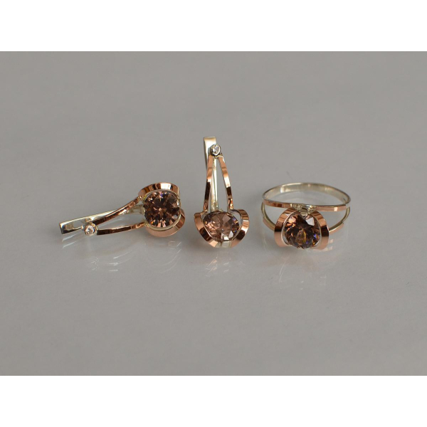 Серебряный комплект с пластинами из золота (010)