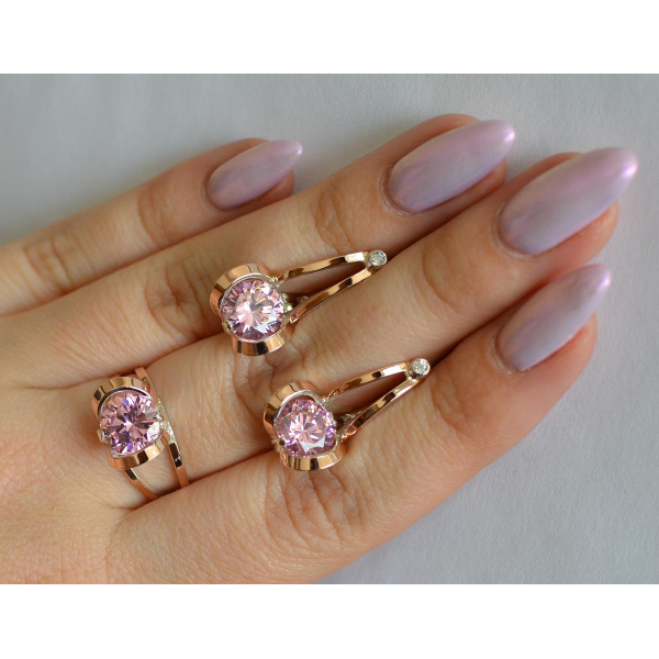 Серебряный комплект с пластинами из золота (010)