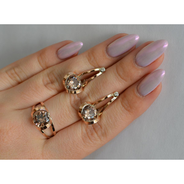 Серебряный комплект с пластинами из золота (010)