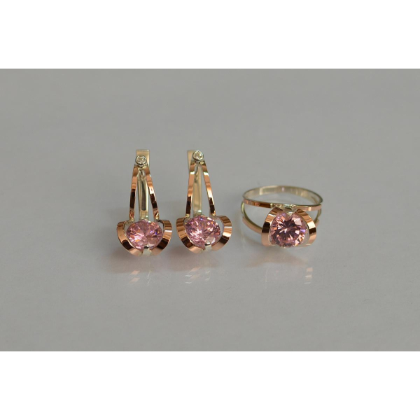 Серебряный комплект с пластинами из золота (010)