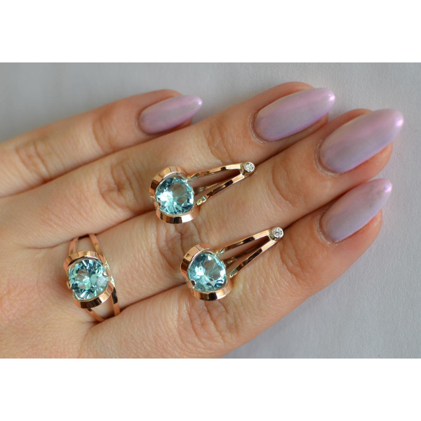 Серебряный комплект с пластинами из золота (010)