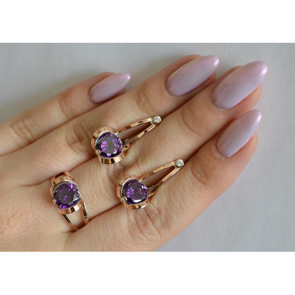 Серебряный комплект с пластинами из золота (010)