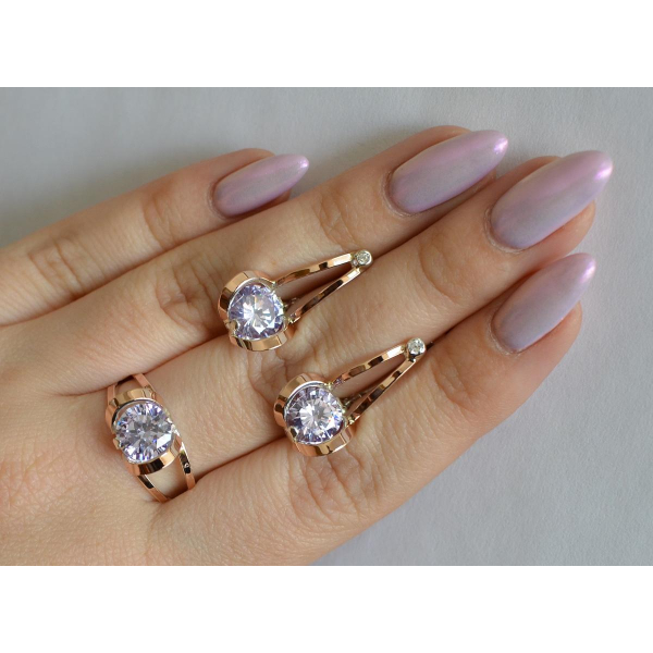 Серебряный комплект с пластинами из золота (010)