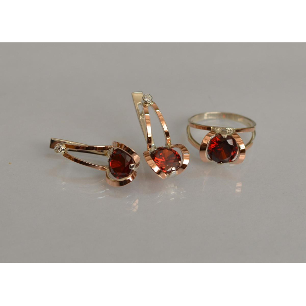 Серебряный комплект с пластинами из золота (010)