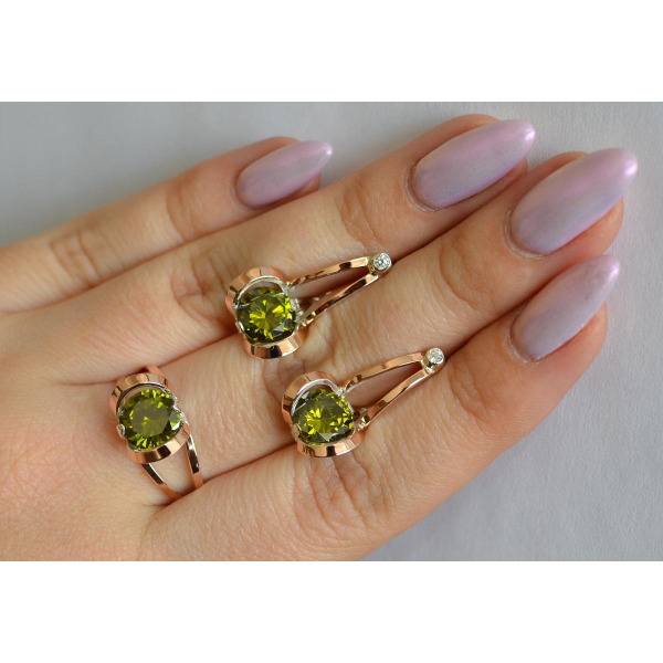 Серебряный комплект с пластинами из золота (010)