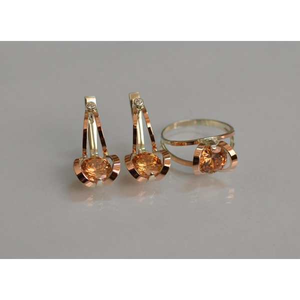 Серебряный комплект с пластинами из золота (010)