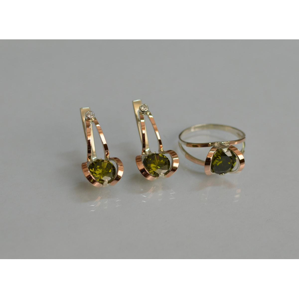 Серебряный комплект с пластинами из золота (010)