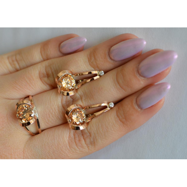 Серебряный комплект с пластинами из золота (010)