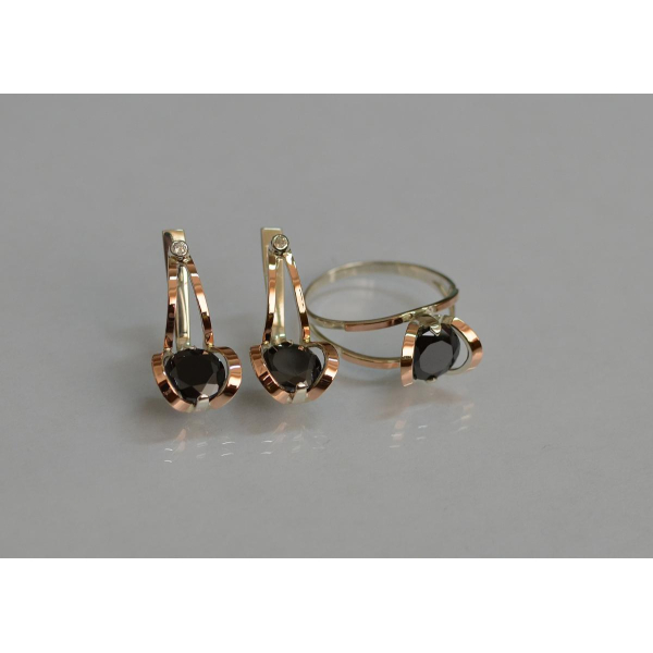 Серебряный комплект с пластинами из золота (010)