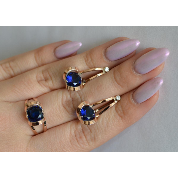 Серебряный комплект с пластинами из золота (010)