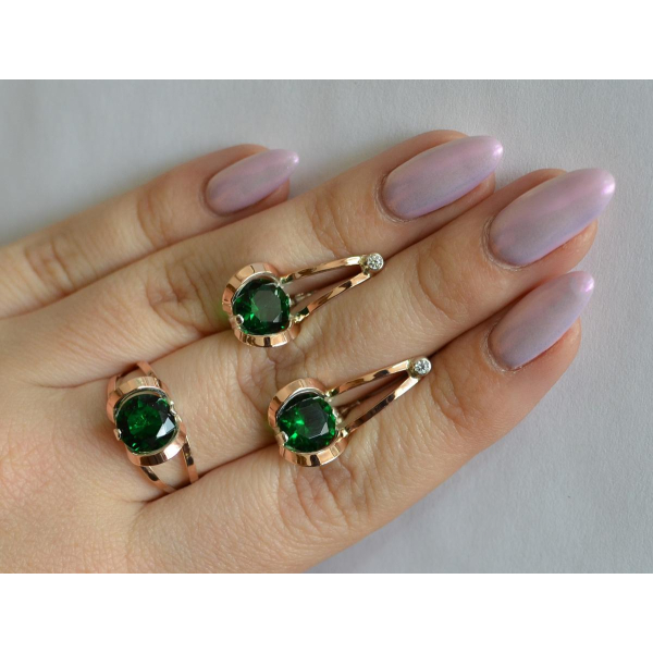 Серебряный комплект с пластинами из золота (010)