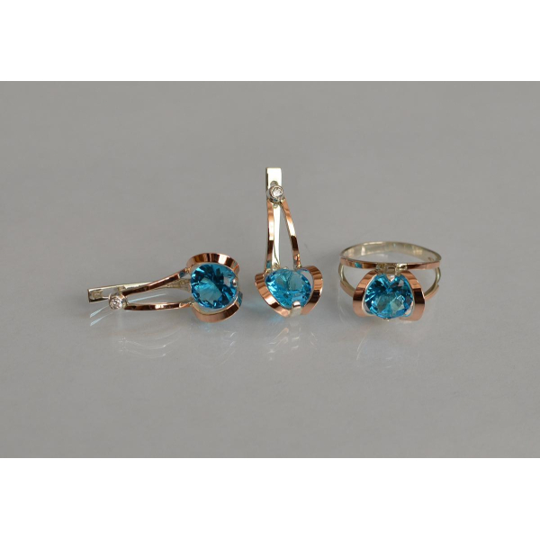 Серебряный комплект с пластинами из золота (010)