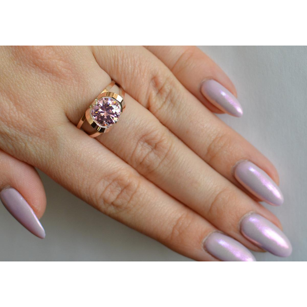 Кольцо серебряное  с золотыми вставками (010к)