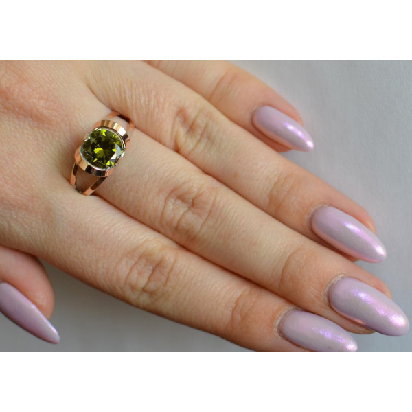 Кольцо серебряное  с золотыми вставками (010к)