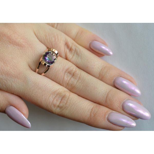 Кольцо серебряное  с золотыми вставками (010к)