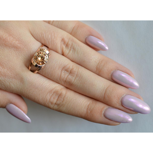 Кольцо серебряное  с золотыми вставками (010к)